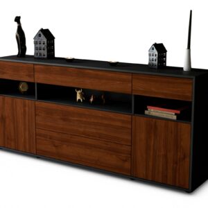 Sideboard Floria | Korpus Anthrazit | Front in Walnuss Holz Optik | 180x79x35cm (BxHxT)