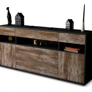 Sideboard Floria | Korpus Anthrazit | Front in Treibholz Holz Optik | 180x79x35cm (BxHxT)