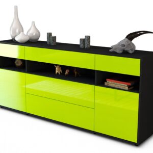 Sideboard Floria | Korpus Anthrazit | Front in Hochglanz Grün | 180x79x35cm (BxHxT)