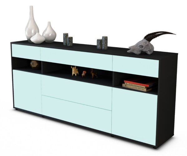 Sideboard Floria | Korpus Anthrazit | Front in Mint | 180x79x35cm (BxHxT)