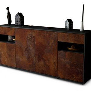 Sideboard Franca | Korpus Anthrazit | Front in Rost Optik | 180x79x35cm (BxHxT)