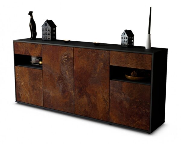 Sideboard Franca | Korpus Anthrazit | Front in Rost Optik | 180x79x35cm (BxHxT)