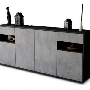 Sideboard Franca | Korpus Anthrazit | Front in Beton Optik | 180x79x35cm (BxHxT)