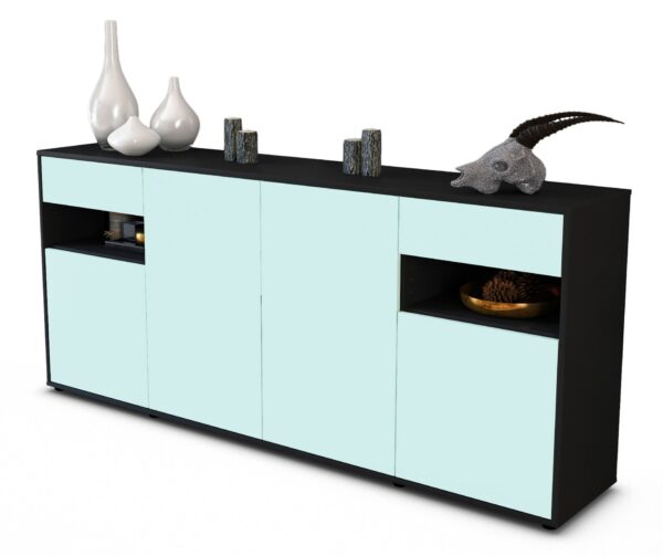 Sideboard Franca | Korpus Anthrazit | Front in Mint | 180x79x35cm (BxHxT)
