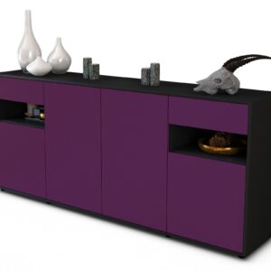 Sideboard Franca | Korpus Anthrazit | Front in Lila | 180x79x35cm (BxHxT)
