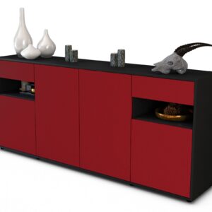 Sideboard Franca | Korpus Anthrazit | Front in Bordeaux | 180x79x35cm (BxHxT)