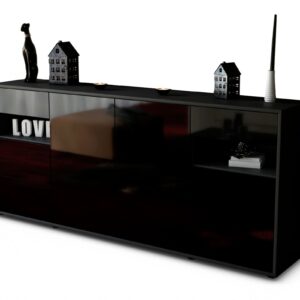 Sideboard Francesca | Korpus Anthrazit | Front in Hochglanz Schwarz | 180x79x35cm (BxHxT)