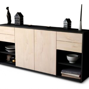 Sideboard Franka | Korpus Anthrazit | Front in Zeder Holz Optik | 180x79x35cm (BxHxT)