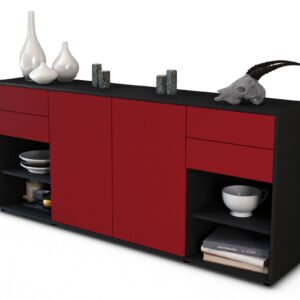 Sideboard Franka | Korpus Anthrazit | Front in Bordeaux | 180x79x35cm (BxHxT)