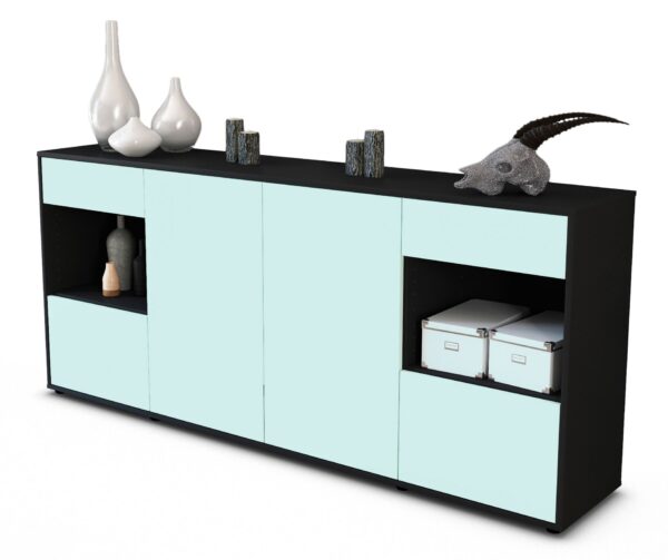 Sideboard Gabriella | Korpus Anthrazit | Front in Mint | 180x79x35cm (BxHxT)
