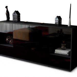 Sideboard Gaia | Korpus Anthrazit | Front in Hochglanz Schwarz | 180x79x35cm (BxHxT)