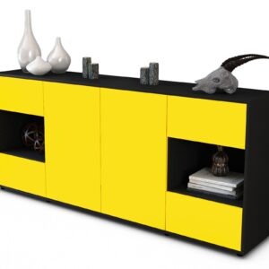 Sideboard Gaia | Korpus Anthrazit | Front in Gelb | 180x79x35cm (BxHxT)