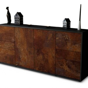 Sideboard Gemma | Korpus Anthrazit | Front in Rost Optik | 180x79x35cm (BxHxT)