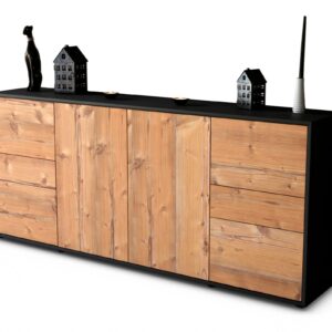 Sideboard Gemma | Korpus Anthrazit | Front in Pinie Holz Optik | 180x79x35cm (BxHxT)