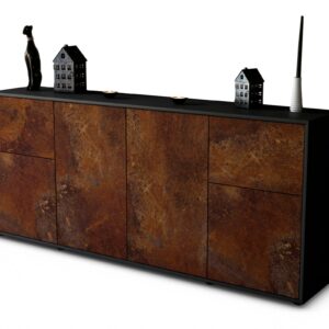 Sideboard Georgina | Korpus Anthrazit | Front in Rost Optik | 180x79x35cm (BxHxT)