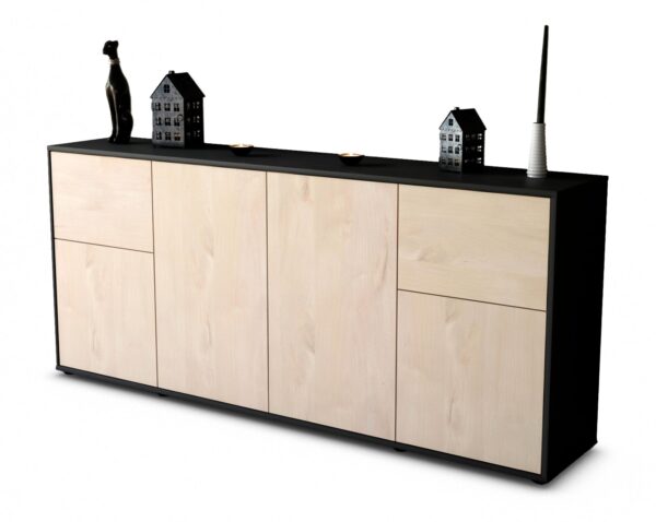 Sideboard Georgina | Korpus Anthrazit | Front in Zeder Holz Optik | 180x79x35cm (BxHxT)