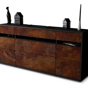 Sideboard Giada | Korpus Anthrazit | Front in Rost Optik | 180x79x35cm (BxHxT)