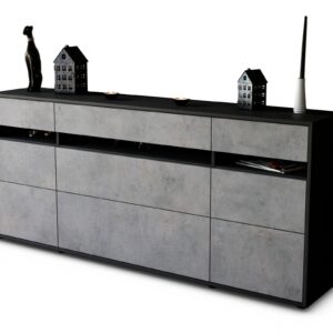Sideboard Giada | Korpus Anthrazit | Front in Beton Optik | 180x79x35cm (BxHxT)