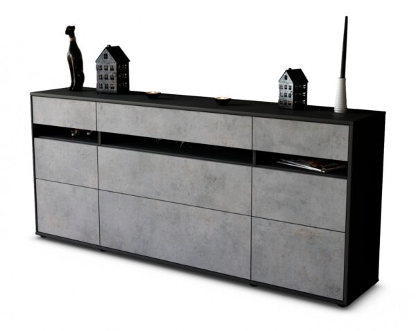 Sideboard Giada | Korpus Anthrazit | Front in Beton Optik | 180x79x35cm (BxHxT)
