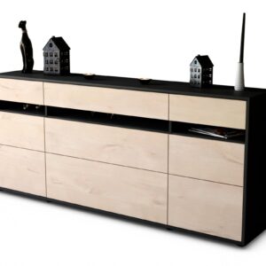 Sideboard Giada | Korpus Anthrazit | Front in Zeder Holz Optik | 180x79x35cm (BxHxT)