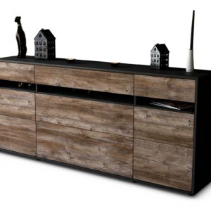 Sideboard Giada | Korpus Anthrazit | Front in Treibholz Holz Optik | 180x79x35cm (BxHxT)