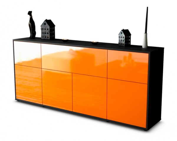 Sideboard Gianna | Korpus Anthrazit | Front in Hochglanz Orange | 180x79x35cm (BxHxT)