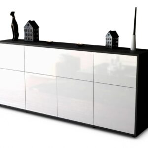 Sideboard Gianna | Korpus Anthrazit | Front in Hochglanz Weiß | 180x79x35cm (BxHxT)
