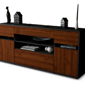 Sideboard Gina | Korpus Anthrazit | Front in Walnuss Holz Optik | 180x79x35cm (BxHxT)