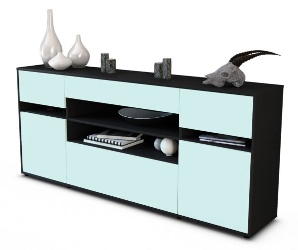 Sideboard Gina | Korpus Anthrazit | Front in Mint | 180x79x35cm (BxHxT)