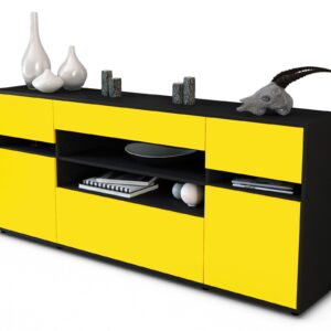 Sideboard Gina | Korpus Anthrazit | Front in Gelb | 180x79x35cm (BxHxT)