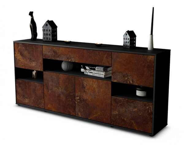 Sideboard Ginevra | Korpus Anthrazit | Front in Rost Optik | 180x79x35cm (BxHxT)