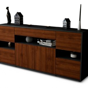 Sideboard Ginevra | Korpus Anthrazit | Front in Walnuss Holz Optik | 180x79x35cm (BxHxT)