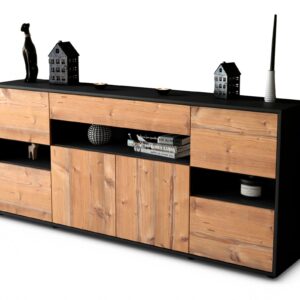 Sideboard Ginevra | Korpus Anthrazit | Front in Pinie Holz Optik | 180x79x35cm (BxHxT)