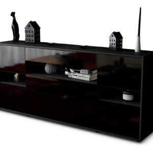 Sideboard Ginevra | Korpus Anthrazit | Front in Hochglanz Schwarz | 180x79x35cm (BxHxT)