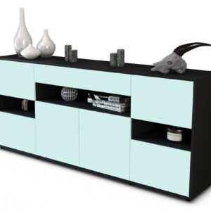 Sideboard Ginevra | Korpus Anthrazit | Front in Mint | 180x79x35cm (BxHxT)
