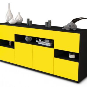 Sideboard Ginevra | Korpus Anthrazit | Front in Gelb | 180x79x35cm (BxHxT)