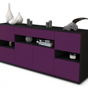 Sideboard Ginevra | Korpus Anthrazit | Front in Lila | 180x79x35cm (BxHxT)