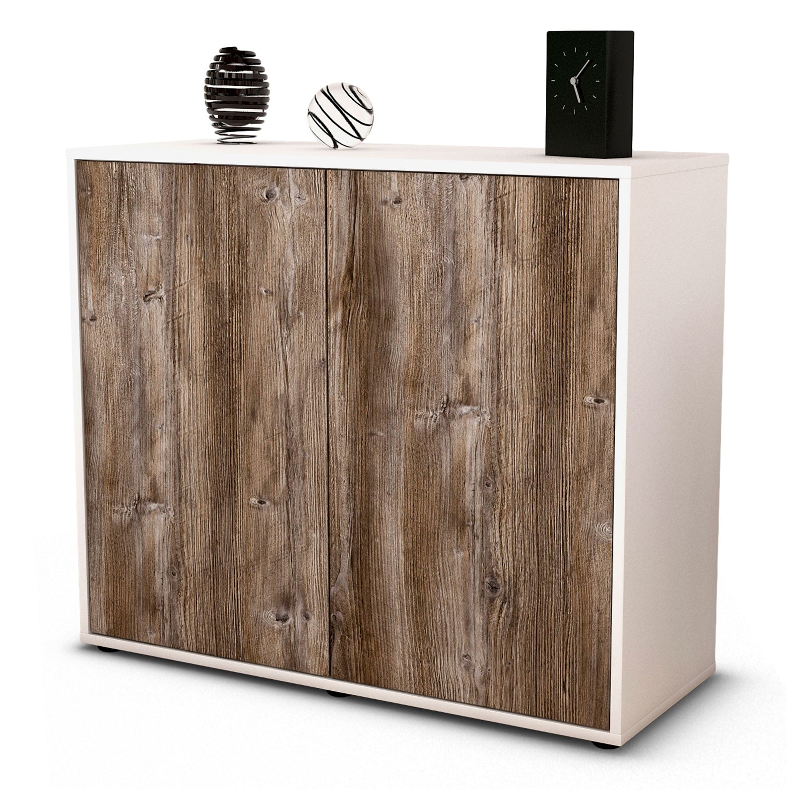Sideboard Blanka | Korpus Weiß | Front in Treibholz Holz Optik | 92x79x35cm (BxHxT) 1 Sideboard Blanka | Korpus Weiß | Front in Treibholz Holz Optik | 92x79x35cm (BxHxT)