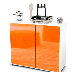 Sideboard Blanka | Korpus Weiß | Front in Hochglanz Orange | 92x79x35cm (BxHxT)