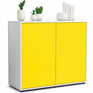 Sideboard Blanka | Korpus Weiß | Front in Gelb | 92x79x35cm (BxHxT)