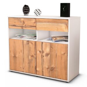 Sideboard Bruna | Korpus Weiß | Front in Pinie Holz Optik | 92x79x35cm (BxHxT)