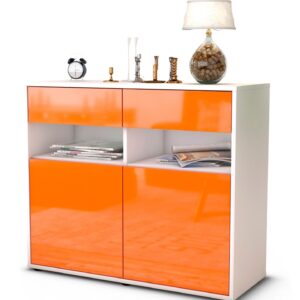 Sideboard Bruna | Korpus Weiß | Front in Hochglanz Orange | 92x79x35cm (BxHxT)