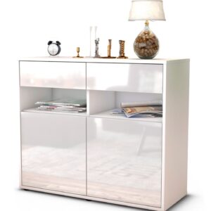 Sideboard Bruna | Korpus Weiß | Front in Hochglanz Weiß | 92x79x35cm (BxHxT)