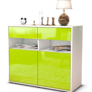 Sideboard Bruna | Korpus Weiß | Front in Hochglanz Grün | 92x79x35cm (BxHxT)