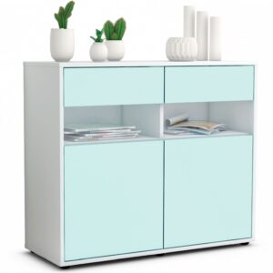 Sideboard Bruna | Korpus Weiß | Front in Mint | 92x79x35cm (BxHxT)