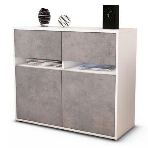 Sideboard Brunilde | Korpus Weiß | Front in Beton Optik | 92x79x35cm (BxHxT)