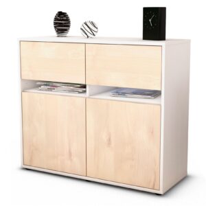 Sideboard Brunilde | Korpus Weiß | Front in Zeder Holz Optik | 92x79x35cm (BxHxT)