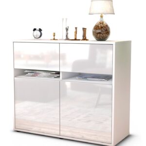Sideboard Brunilde | Korpus Weiß | Front in Hochglanz Weiß | 92x79x35cm (BxHxT)