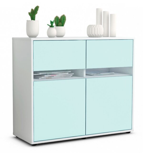 Sideboard Brunilde | Korpus Weiß | Front in Mint | 92x79x35cm (BxHxT)