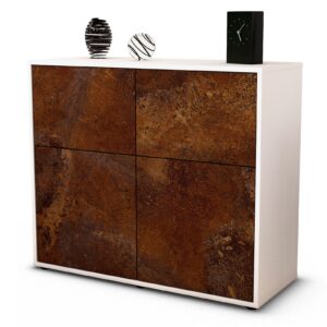 Sideboard Calliope | Korpus Weiß | Front in Rost Optik | 92x79x35cm (BxHxT)